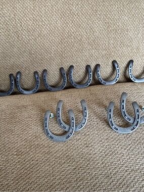 Set of Horseshoe Wall Hooks - Rustic Black Metal